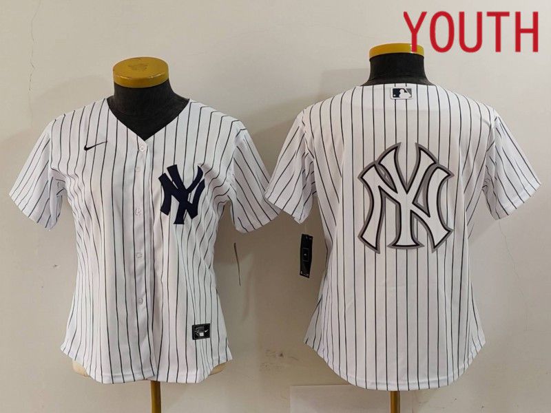 Youth New York Yankees Blank White stripe Game 2024 Nike MLB Jersey style 13->youth mlb jersey->Youth Jersey